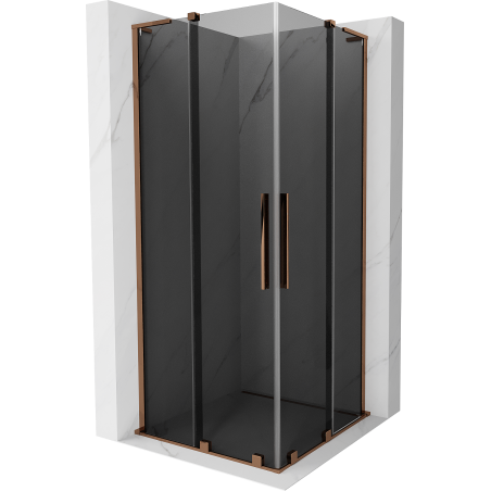 Mexen Velar L Duo sliding shower cabin 80 x 80 cm, graphite, rose gold - 871-080-080-02-43-60