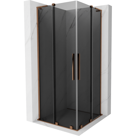 Mexen Velar L Duo Sliding Shower Enclosure 80 x 80 cm, Graphite, Rose Gold - 871-080-080-02-43-60