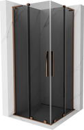 Mexen Velar L Duo Sliding Shower Enclosure 80 x 80 cm, Graphite, Rose Gold - 871-080-080-02-43-60