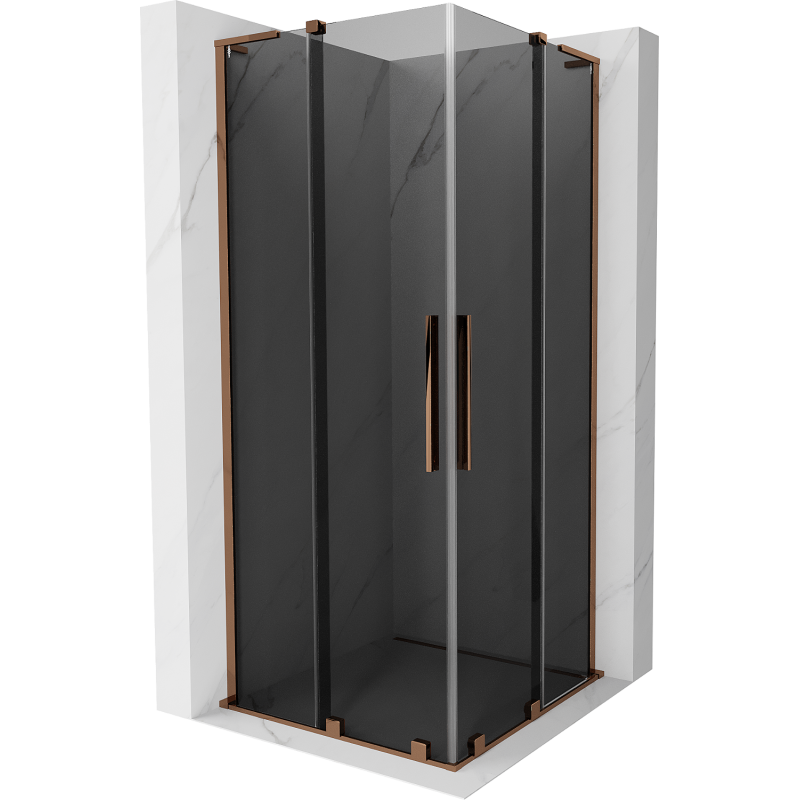Mexen Velar L Duo sliding shower cabin 90 x 90 cm, graphite, rose gold - 871-090-090-02-43-60