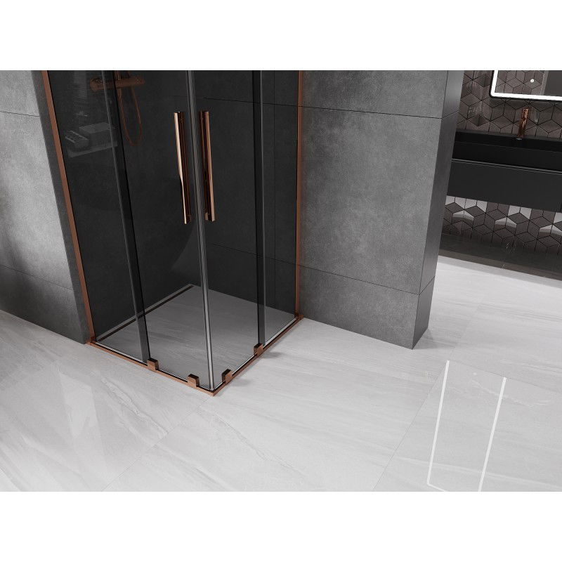 Mexen Velar L Duo sliding shower cabin 90 x 90 cm, graphite, rose gold - 871-090-090-02-43-60