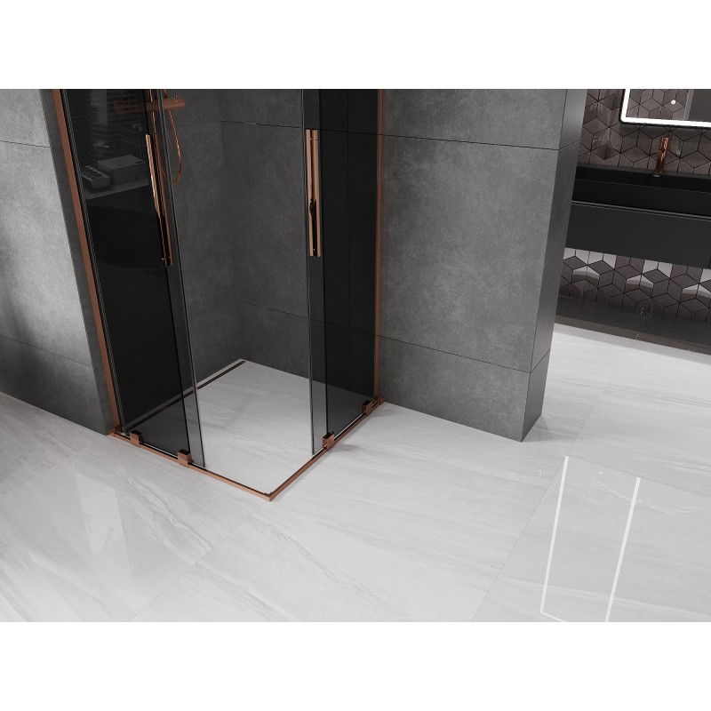 Mexen Velar L Duo sliding shower cabin 90 x 90 cm, graphite, rose gold - 871-090-090-02-43-60