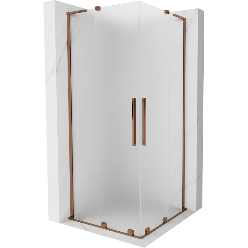 Mexen Velar L Duo sliding shower cabin 80 x 80 cm, frost, rose gold - 871-080-080-02-33-60