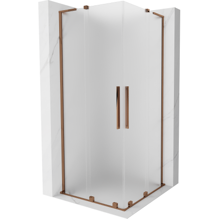 Mexen Velar L Duo sliding shower enclosure 90 x 90 cm, frost, rose gold - 871-090-090-02-33-60