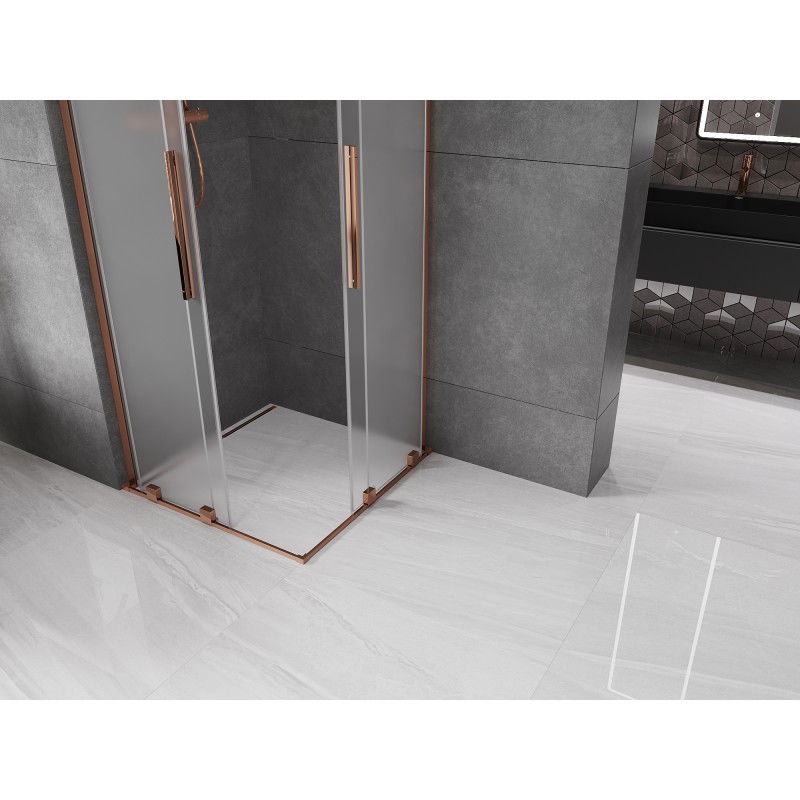 Mexen Velar L Duo sliding shower enclosure 90 x 90 cm, frost, rose gold - 871-090-090-02-33-60