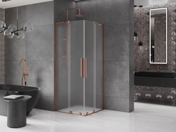 Mexen Velar L Duo Sliding Shower Enclosure 100 x 100 cm, Frosted, Pink Gold - 871-100-100-02-33-60