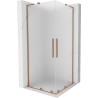 Mexen Velar L Duo Sliding Shower Enclosure 90 x 90 cm, Frosted, Brushed Copper - 871-090-090-02-33-65