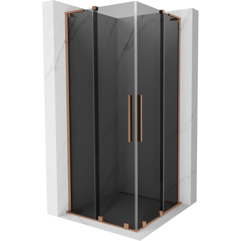 Mexen Velar L Duo Sliding Shower Cabin 80 x 80 cm, Graphite, Brushed Copper - 871-080-080-02-43-65