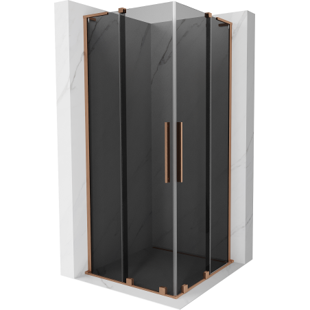 Mexen Velar L Duo Sliding Shower Cabin 80 x 80 cm, Graphite, Brushed Copper - 871-080-080-02-43-65