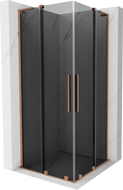 Mexen Velar L Duo sliding shower cabin 90 x 90 cm, graphite, brushed copper - 871-090-090-02-43-65