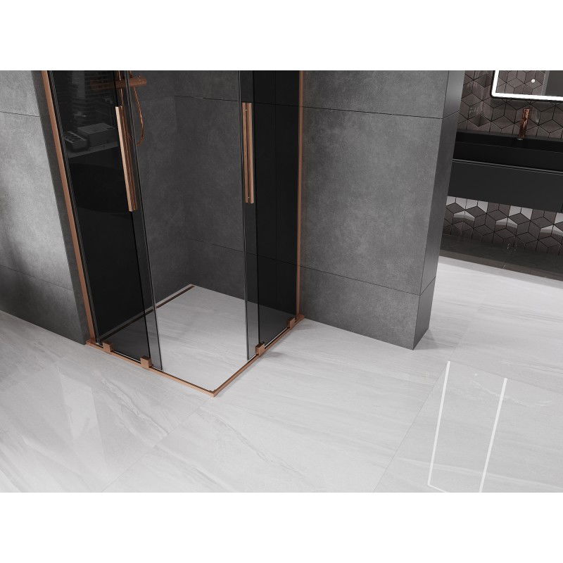 Mexen Velar L Duo Sliding Shower Cabin 90 x 90 cm, Graphite, Brushed Copper - 871-090-090-02-43-65