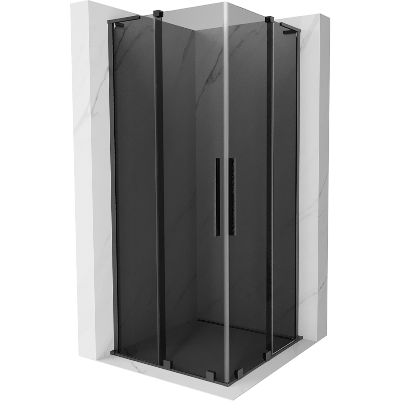 Mexen Velar L Duo sliding shower cabin 90 x 90 cm, graphite, brushed gun gray - 871-090-090-02-43-66