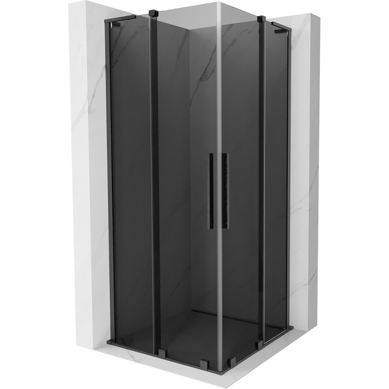Mexen Velar L Duo sliding shower cabin 100 x 100 cm, graphite, brushed gun gray - 871-100-100-02-43-66