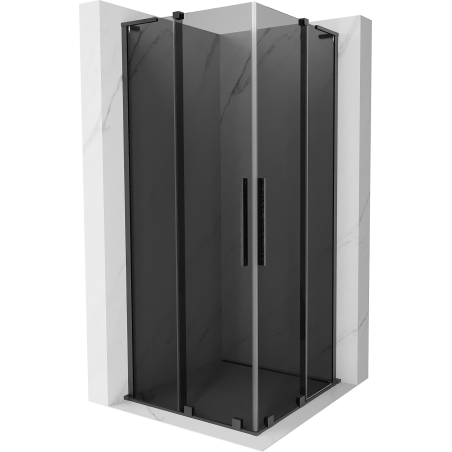 Mexen Velar L Duo sliding shower cabin 100 x 100 cm, graphite, brushed gun gray - 871-100-100-02-43-66