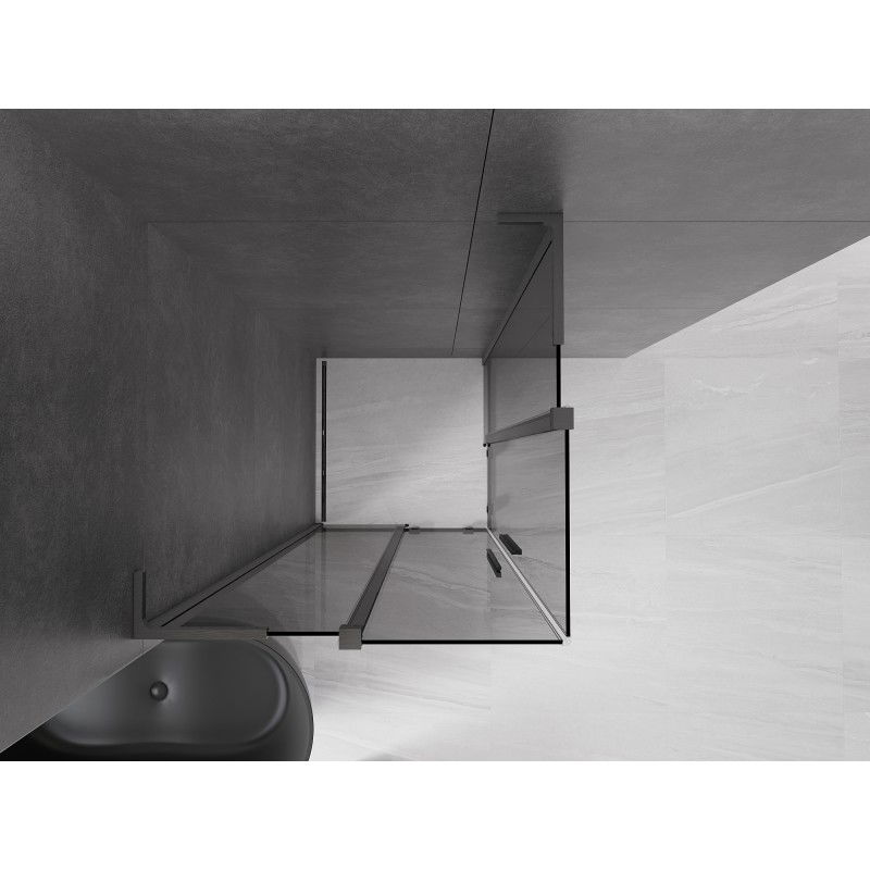 Mexen Velar L Duo sliding shower cabin 90 x 90 cm, graphite, brushed gun gray - 871-090-090-02-43-66