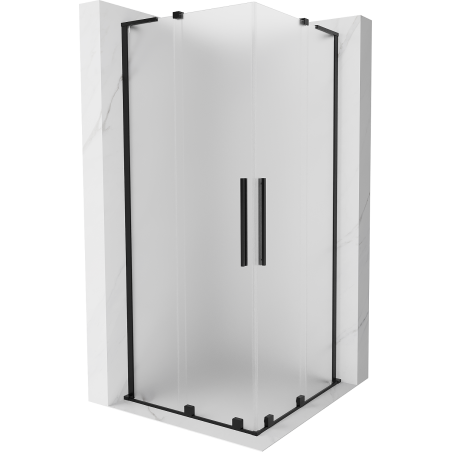 Mexen Velar L Duo Sliding Shower Enclosure 80 x 80 cm, Frosted, Black - 871-080-080-02-33-70