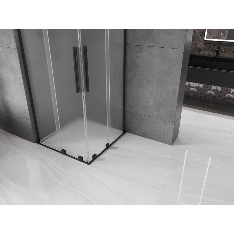 Mexen Velar L Duo 80 x 80 cm Sliding Shower Enclosure, Frosted, Black - 871-080-080-02-33-70