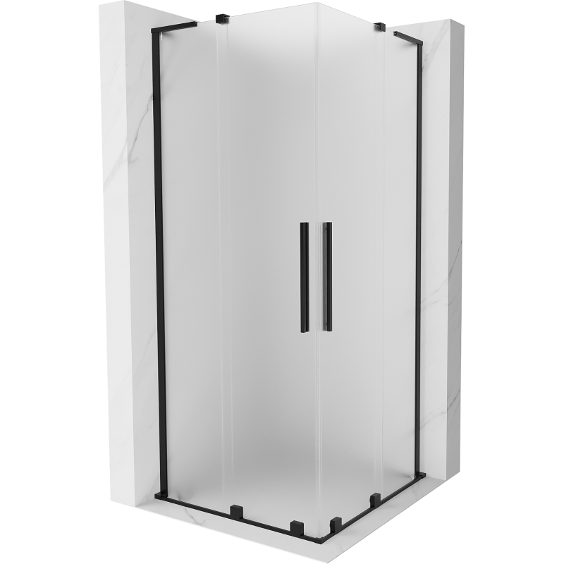 Mexen Velar L Duo Sliding Shower Enclosure 90 x 90 cm, Frosted, Black - 871-090-090-02-33-70