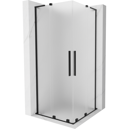 Mexen Velar L Duo sliding shower cabin 90 x 90 cm, frost, black - 871-090-090-02-33-70