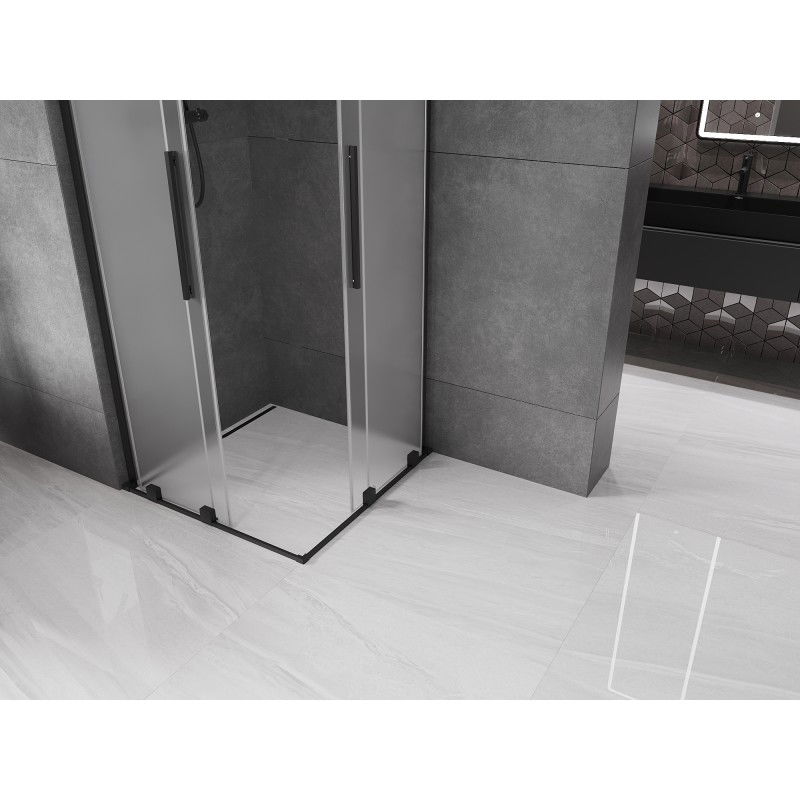 Mexen Velar L Duo sliding shower cabin 90 x 90 cm, frost, black - 871-090-090-02-33-70