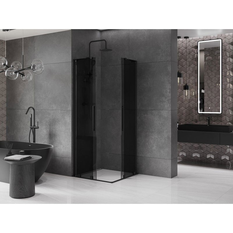 Mexen Velar L Duo Sliding Shower Cabin 80 x 80 cm, Graphite, Black - 871-080-080-02-43-70