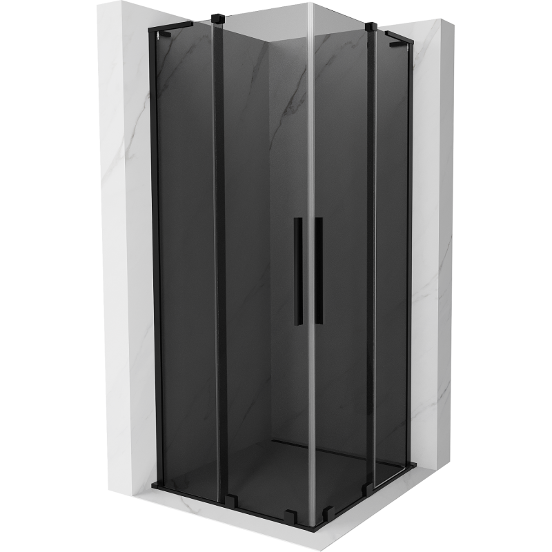Mexen Velar L Duo sliding shower enclosure 100 x 100 cm, graphite, black - 871-100-100-02-43-70