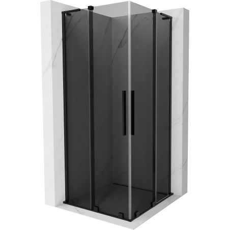 Mexen Velar L Duo sliding shower enclosure 100 x 100 cm, graphite, black - 871-100-100-02-43-70