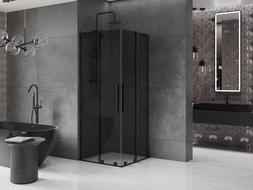 Mexen Velar L Duo sliding shower enclosure 100 x 100 cm, graphite, black - 871-100-100-02-43-70