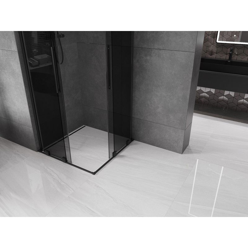 Mexen Velar L Duo sliding shower enclosure 100 x 100 cm, graphite, black - 871-100-100-02-43-70