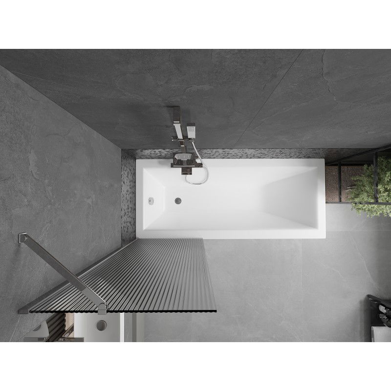 Mexen Next Single-Panel Bath Screen 60 x 150 cm, Stripes, Chrome - 895-060-000-00-09-01