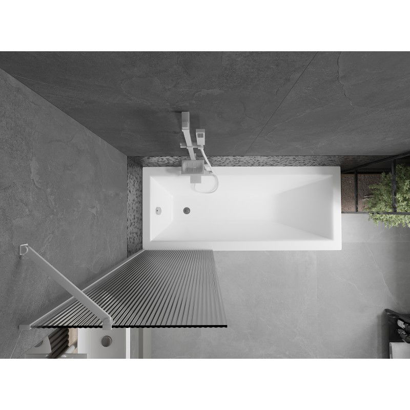 Mexen Next 1-wing bath screen 60 x 150 cm, stripes, white - 895-060-000-00-09-20