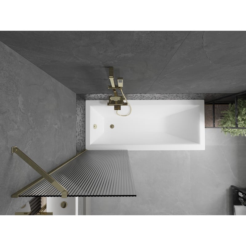 Mexen Next 1-panel Bath Screen 60 x 150 cm, Striped, Gold - 895-060-000-00-09-50