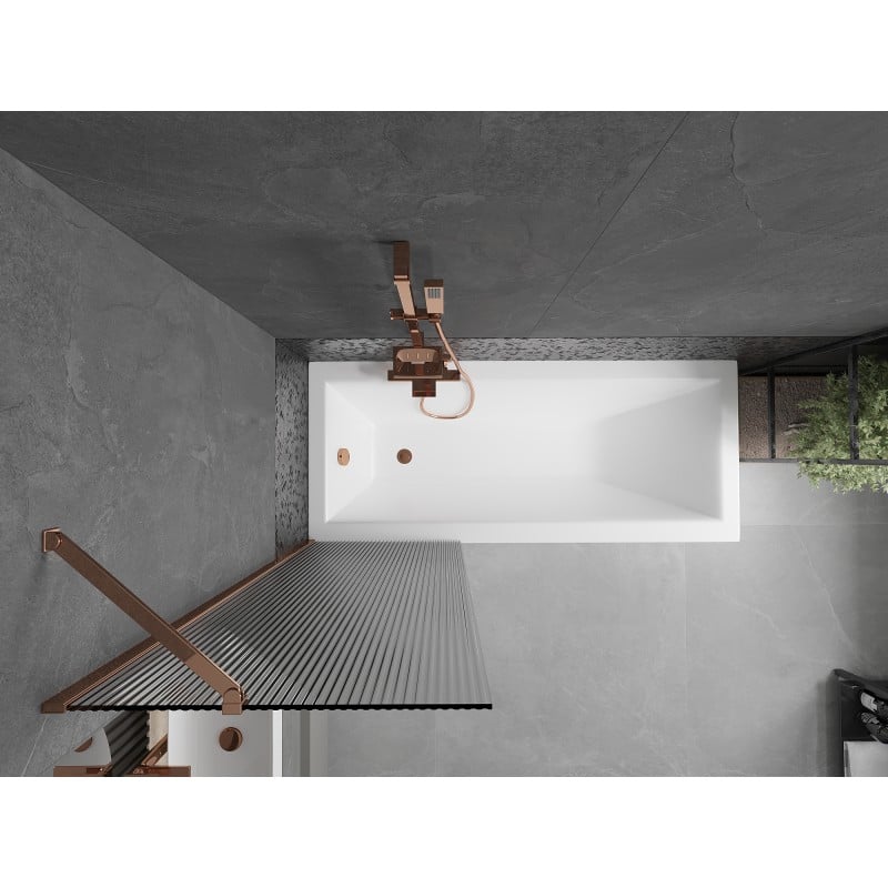 Mexen Next 1-wing bath screen 60 x 150 cm, stripes, rose gold - 895-060-000-00-09-60