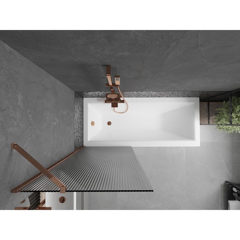 Mexen Next Bathtub Screen 1-Panel 70 x 150 cm, Stripes, Rose Gold - 895-070-000-00-09-60
