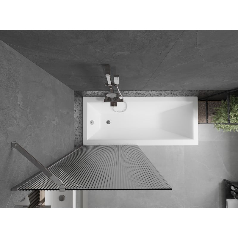 Mexen Next 1-wing Bath Screen 80 x 150 cm, Stripes, Chrome - 895-080-000-00-09-01