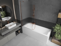 Mexen Next 1-panel shower screen 80 x 150 cm, stripes, rose gold - 895-080-000-00-09-60