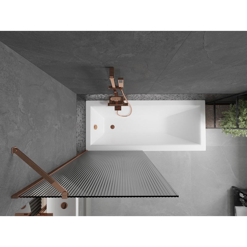 Mexen Next 1-panel bath screen 80 x 150 cm, stripes, rose gold - 895-080-000-00-09-60