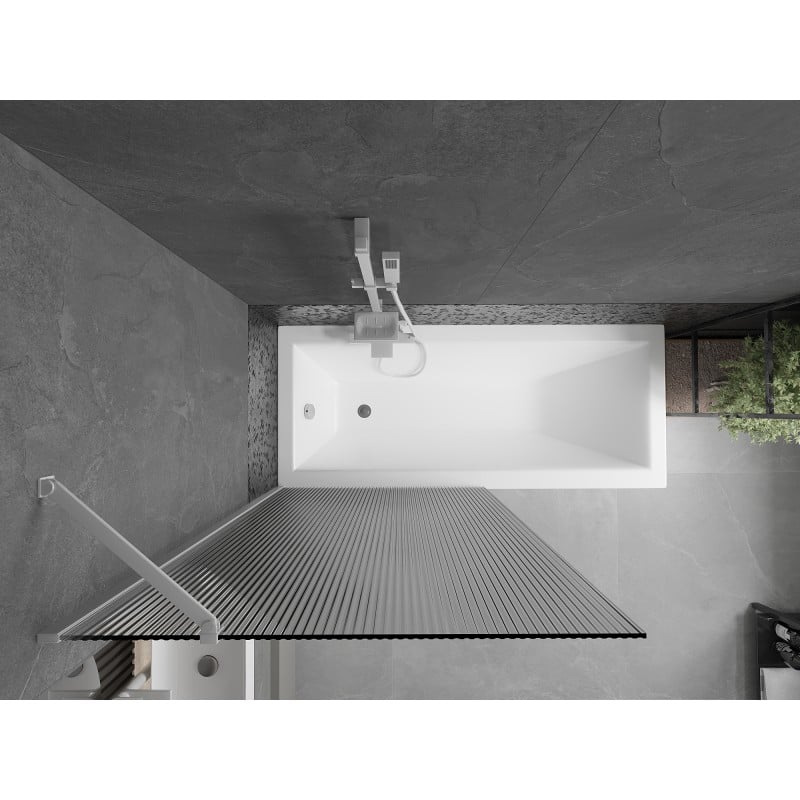 Mexen Next 1-panel Bath Screen 90 x 150 cm, Stripes, White - 895-090-000-00-09-20