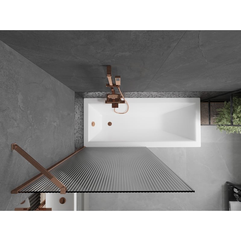 Mexen Next 1-wing Bath Screen 90 x 150 cm, Stripes, Rose Gold - 895-090-000-00-09-60