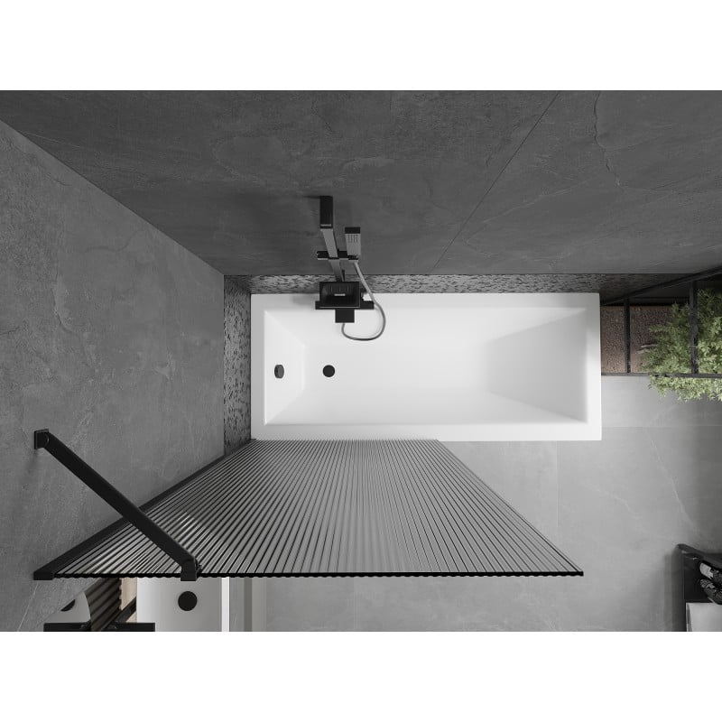 Mexen Next 1-wing bath screen 90 x 150 cm, stripes, black - 895-090-000-00-09-70