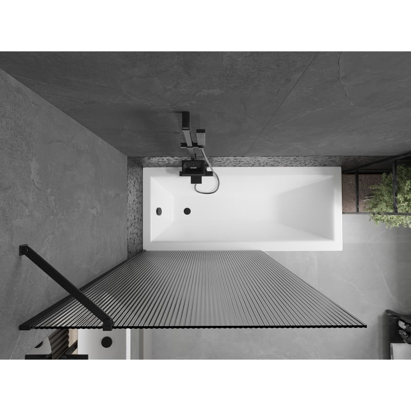 Mexen Next 1-wing Bath Screen 100 x 150 cm, Stripes, Black - 895-100-000-00-09-70
