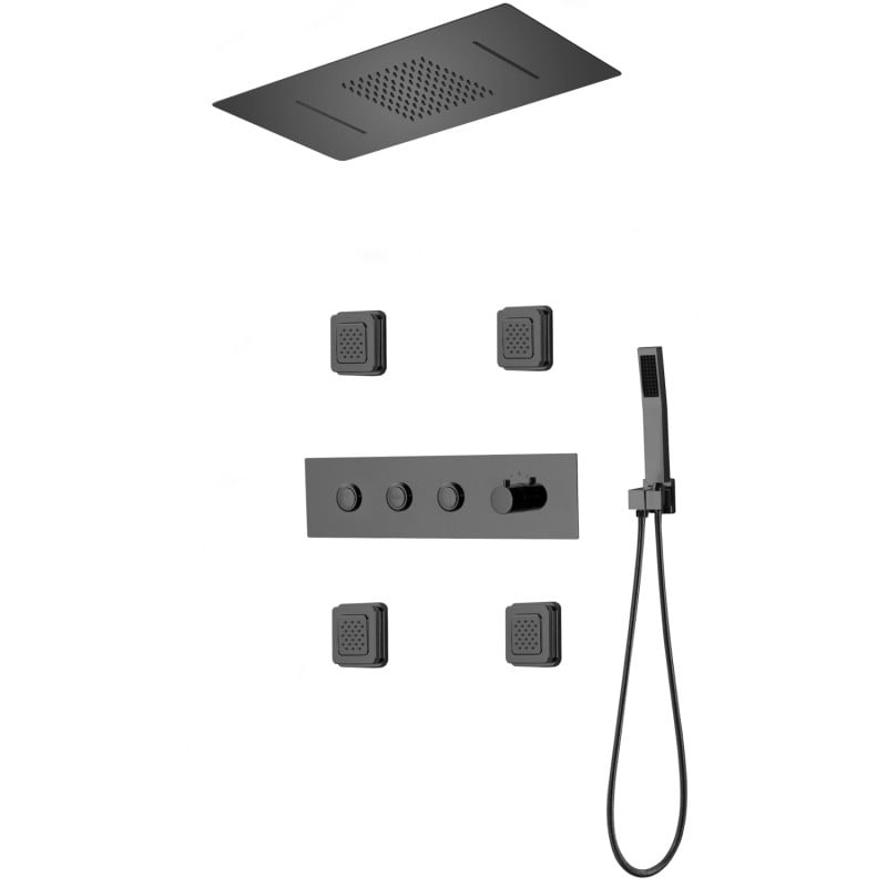 Mexen Soler concealed shower set, black - 7601-04-70