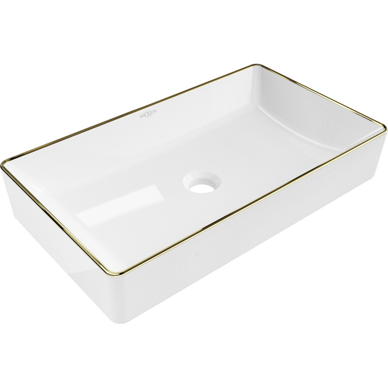 Mexen Nadia countertop sink 62 x 35 cm, white/gold rim - 21616005