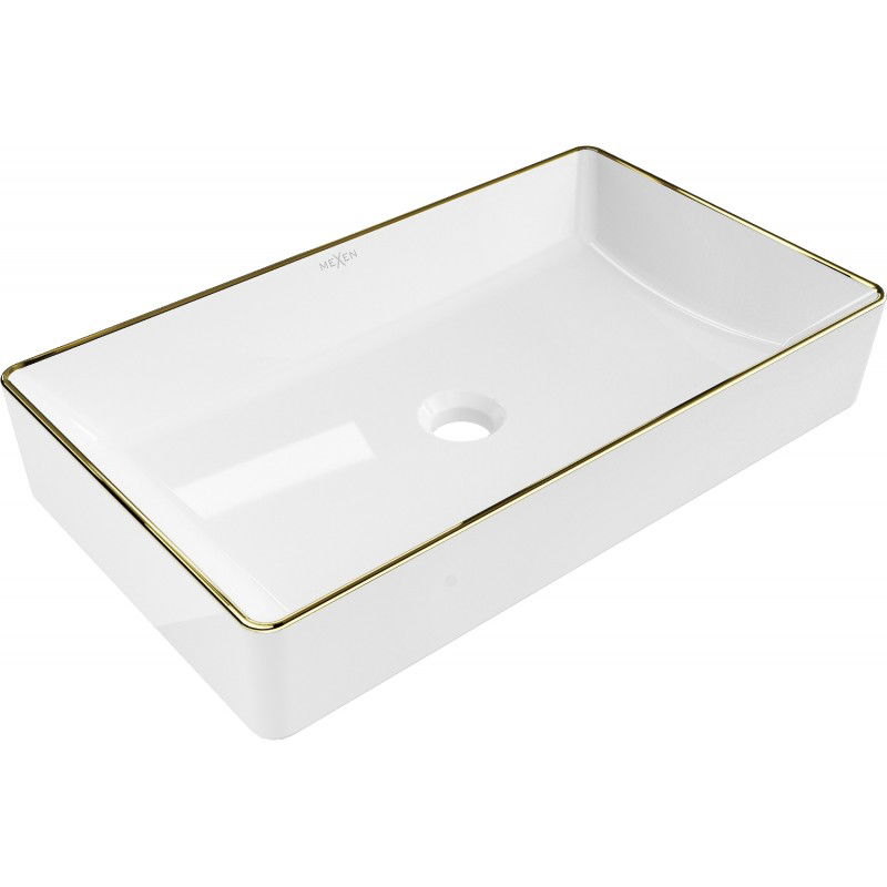 Mexen Nadia countertop washbasin 60 x 35 cm, white/gold edge trim - 21616005
