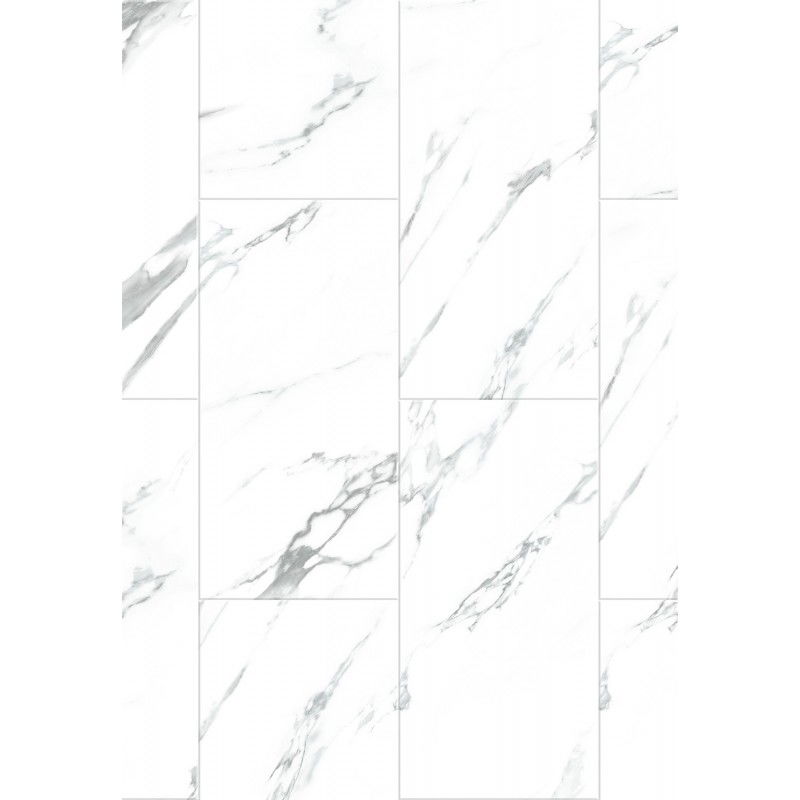 Mexen Glacier White vinyl panel sample 610 x 305 mm SPC 6.5 mm, IXPE 1.5 mm, 4 V-Fuga, Jazz White - F1151-S