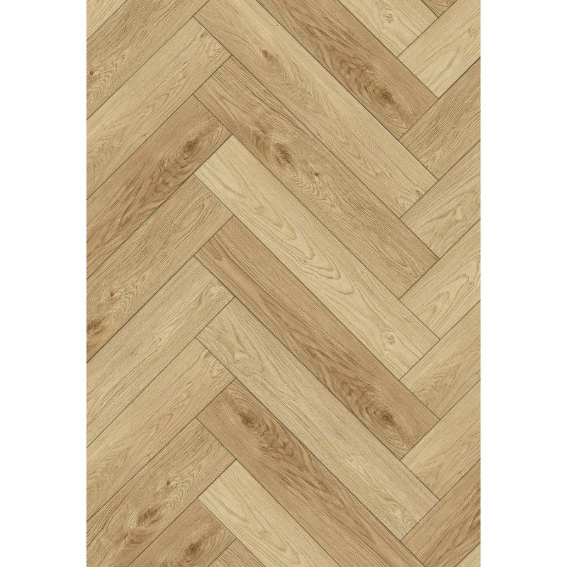 Mexen Anniston sample of herringbone SPC vinyl panels 6.5 mm, IPEX underlay 1.5 mm, 4 V-Groove, Oak - F1171-S