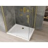 Mexen Omega extendable shower cubicle 130 x 100 cm, Transparent, Gold + shower tray Flat - 825-130-100-50-00-4010