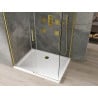 Mexen Omega extendable shower cubicle 130 x 100 cm, Transparent, Gold + shower tray Flat - 825-130-100-50-00-4010