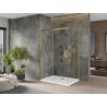 Mexen Omega extendable shower cubicle 130 x 100 cm, Transparent, Gold + shower tray Flat - 825-130-100-50-00-4010