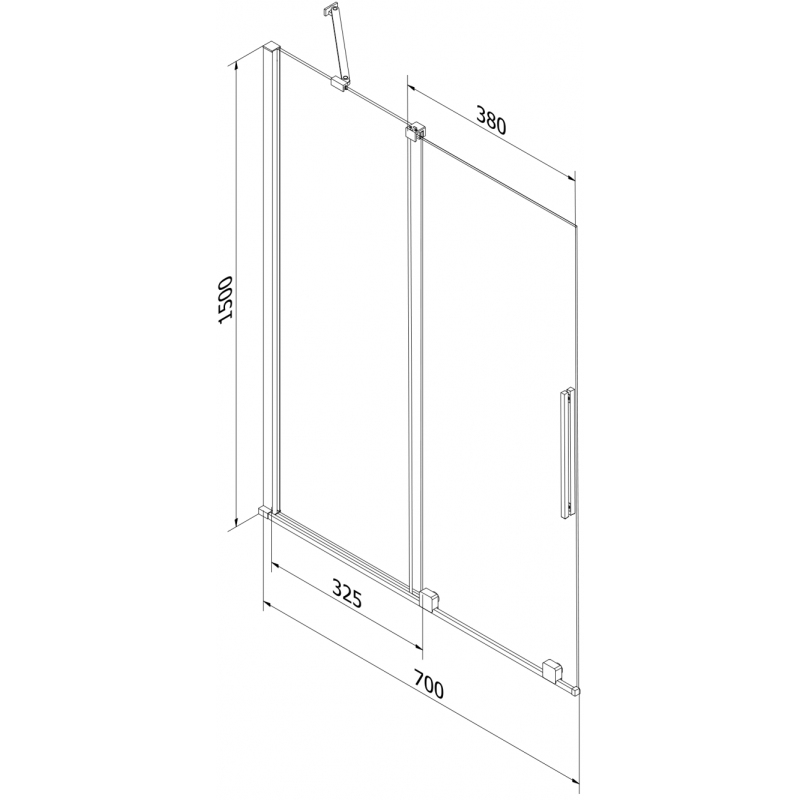 Mexen Velar 2-panel Sliding Bath Screen 70 x 150 cm, Transparent, Gun Metal - 896-070-000-01-95
